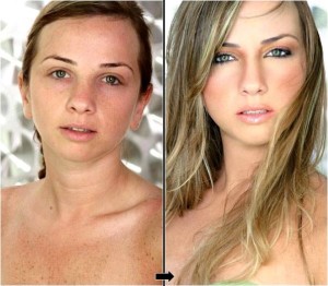 Antes e depois de Mulheres com maquiagem 10