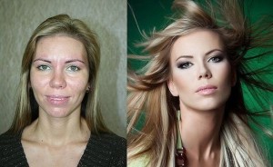 Antes e depois de Mulheres com maquiagem 2