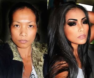 Antes e depois de Mulheres com maquiagem 5