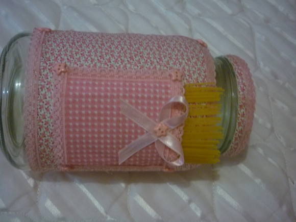 Decorando Potes de Vidro com Tecido
